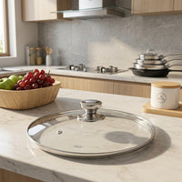 Stainless Steel Pan Lid with Tempered Glass and Steam Vent, Universal Frying Pan Lid for Cooking, Replacement Pot Lid and Wok Lid, Cover Heat