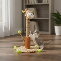 Interactive Coiled Ball Creature Shaped Cat Scratcher Stable Base Striped Horse Cat Climbing Frame Long-Lasting Materials Sisal Scratching Post for Kittens, Cats, Indoor