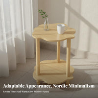 Space-Saving 2-Tier Accent Table Minimalist Aesthetic Two-Tier Scalloped Stand Versatile Use Nightstand Accessible Storage for Apartment Dwellers, Homeowners, Students, Living Room, Balcony, Bedroom, Small Areas