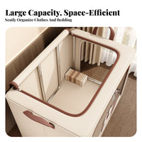 Large Capacity foldable Clothing Box Foldable Design Lidded Cube with transparent panel Reinforced Handles Household Storage Stackable for Students, Families, homeowners, Bedroom, Dorm Room, Under Bed, Office