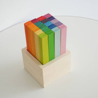 100 Pieces Educational Preschool Stacking Toy Toddler-Friendly Wooden Rainbow Blocks Shape Awareness Color Sorting Structure unrestrictedEnded Play for Preschoolers, Toddlers, Kindergarten