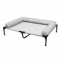 Detachable and Washable Elevated Dog Bed Easy to Clean Raised Pet Cot with Side Cushion Long-Lasting Construction Raised Cooling Pet Cot Heavy Duty Steel Frame for Patio