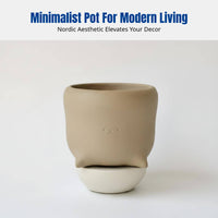 Mini Cute Flower Pot, Cartoon Ceramic Planter, Smile Face, Breathable Clay, Tray, Home Garden