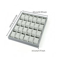 Open-Top Watch Display Tray Padded Watch Storage Tray Gray Divided