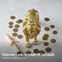 Resin Lion Sculpture European Design Resin Lion Figurine Creature Figurine Symbol of Strength Symbol Decoration Collectible