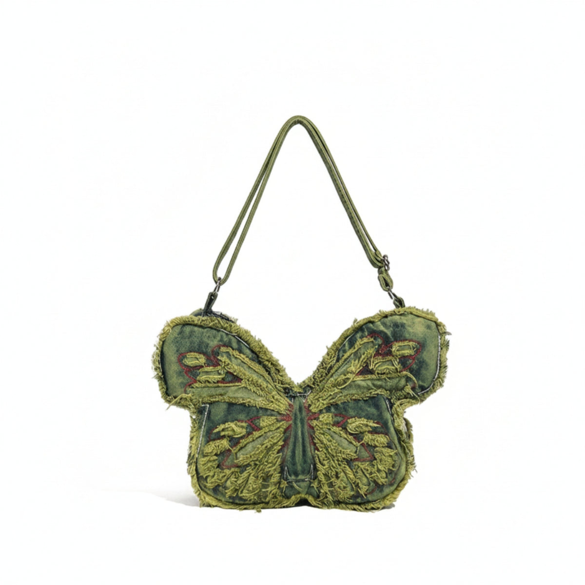 Butterfly Bag Distressed Butterfly Shaped Purse Embroidered Pocketbook for Teens, Concerts