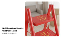 Foldable Retro Triangular Ladder Space-Saving Multi-Purpose Step Stool 150kg Load-Bearing Portable Stepladder High Capacity 330 Lbs for Decor Enthusiasts, Homeowners, Seniors, Indoor, Living Room, Study, Closet
