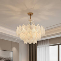 French Retro Chandelier Creamy White Pendant Chandelier Elegant Hanging Lamp for Living Room, Primary Bedroom