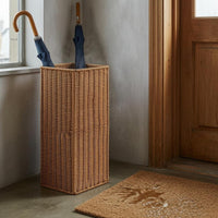 Moisture-Collecting Tray Square Umbrella Stand Iron Frame Rattan Umbrella Stand