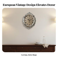 Silent Analog Clock Accuracy Ornate Decorative Clock Non-Ticking for Living Room, Restaurant, Bedroom