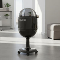 Large Capacity Space Capsule Waste Bin Transparent Lid High-Leg Trash Can Mobile with Wheels Pedestal Garbage Can Creative Design for Living Room, Bedroom, Kitchen, Office