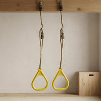 Triangular Grips Children's Gym Rings Rope Hanging Plastic Gym Rings Comfortable Grip for Outdoors, Indoors