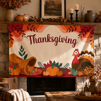 Thanksgiving Autumn Leaves Large Backdrop Flag for Living Room Decor
