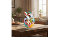 Holiday Themed Easter Bunny Egg Ornament 2D Acrylic Bunny Decoration 2D Acrylic Easter Decoration for Desktop