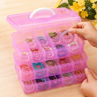 3 Tiered Storage Box, 12L Bead Storage Box, 33.2x18.5x24.5cm Clear Storage Organiser with Handle, for Craft Room, Toy & Stationery