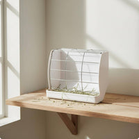 Rabbit Hay Rack Feeder Stainless Steel Pet Supply Built-in Tray for Rabbits