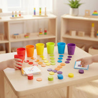 Concentration Training Stacking Cups and Discs Game Early Education Color Sorting Cup Set Hand-Eye Coordination Child-Centered Color Matching Toy Logical Thinking for Preschoolers, Toddlers, Kids, Kindergarten, Classroom