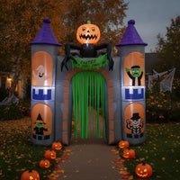 Outdoor Inflatable Archway with Curtain Lighted Inflatable Castle Archway Spooky Arch Giant for Yard, Garden, Party