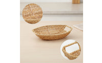 Wicker Basket Tray Handwoven Wicker Serving Tray Boat-Shaped Basket Rustic Easy to Hold and Carry for Fruit Display