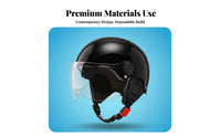 Motorcycle Half Helmet 3C Certified Helmet Four-Season Shielded Headwear for Women, Commuters, City Riding