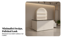 L-Shapedd D Reception Desk Rounded Corner Design Modern Front Desk Stable Load Bearing Reception Counter with Storage for Business Owners, Lobbies