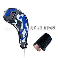 Camouflage PU Golf Iron Head Cover Set with Zipper