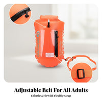 Transparent Pocket Rectangular Swim Buoy Orange Two-Compartment-Chamber Buoy High Visibility Tow Buoy Dry Bag Bright Color