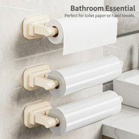Cupboard and Under Cabinet Paper Towel Holder for Kitchen, Removable Metal Roll with Suction Cups for Home Cooks