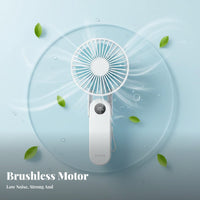 Quiet Operation Handheld Fan Lightweight Portable Folding Fan Adjustable Speeds 5 Speed Settings for Office Workers, Commuters, Travelers, Travel, Outdoor