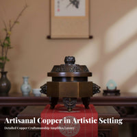 Bronze-Brown Faceted Structure & Residence Decor Lid Incense Burner