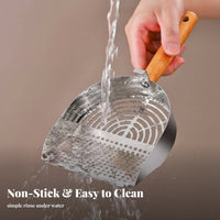 Efficient Sifting Stainless Steel Poop Scooper Long-Lasting Cat Litter Scoop Rustproof for Seniors, Indoors, Home