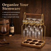 Hanging Stemware Rack Bar Glass Storage Holder Modern Minimalist Metal Design