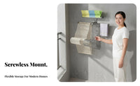 Drillwithout-Drill Mounting Hanger and Clip Rack Multi-Functional Wall Mount Self Household Storage Space-Saving for Renters, Homeowners, Families, Balcony, Closet, Bathroom
