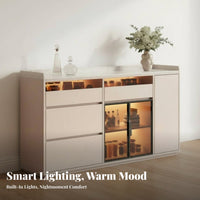 Lighted Display Credenza Heat-Resistant Top Sideboard Modern & Aesthetic Buffet Cabinet for Home Dwellers, Interior Decorators, Kitchen, Dining Room