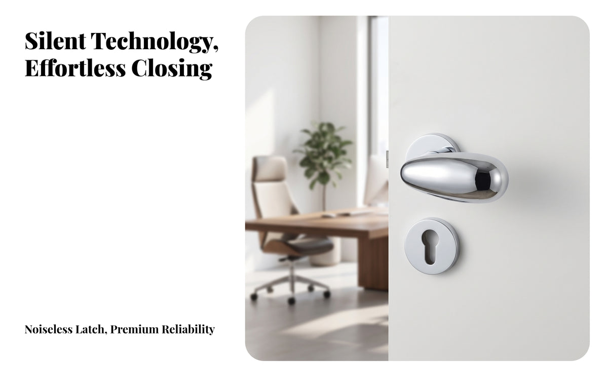 Rounded Interior Door Lever with Lock | Clean contoured Curves, Modern Minimalist Design, Interior Privacy Door Handle with Lock, for Bedroom