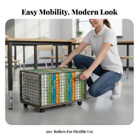 Space Saving Under Desk Book Organizer Effortless Mobility Movable Book Storage Box High Capacity Under Desk Storage Organizer Multi-Purpose for Office Workers, Home Organizers, Classroom, Study Room, Library, Bedroom
