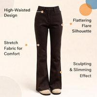 Women's Jeans High Waisted Flared Stretch Denim for UK, Plus Size Petite Short Leg, Comfortable Work Trousers with Slimming Effect