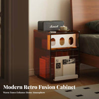 Rippled Door Cabinet mid-centuryera Modern Design Nightstand Space-Saving