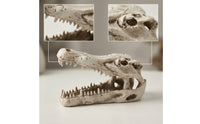 Hand-Painted Crocodile Skull Ornament Compact Aquarium Cave with Hollow Design Realistic Resin Skull Decoration Natural-Looking for Aquatic Pets Keepers, Terrarium