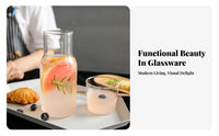 2 Pieces Carafe with Tumbler Lid Heat Resistant Glass Pitcher with Tumbler Lid Japanese Elegant Glass Pitcher and Cup Set for Students, Bedroom