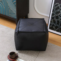 Soft Leather-Like Surface Upholstered Footrest Cube Multi-Functional Square Beanbag Stool Comfortable Pouf Ottoman Modern Design for Closedice Workers, Homeowners, Living Room, Entryway, By the Sofa, Playroom