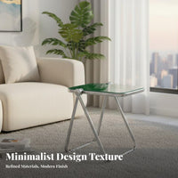 Transparent Design Foldable C-Shaped Tray Table Space-Saving C-Shaped Snack Table Portable Household Furniture Built-in Magazine Holder for Homeowners, Apartment Dwellers, Students, Balcony, Living Room, Small Spaces, Home Office