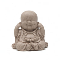 Tea Pet Monk Figurine Desktop Display Resin Monk Figurine Tea Pet Statue Handmade Table Decor Beaded Necklace