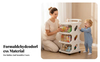 Mobile Design Multi-Level Wheeled Organizer Ample Storage Multi-Tier Trolley with Drawers Versatile Use Rolling Trolley 360° Swivel Wheels for Families, Homeowners, Nursery, Small Areas, Bedroom, Living Room