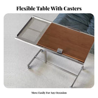 Multi-Purpose Adjustable C-Shaped Table Mobile Design Rolling C-Shaped Table Easy Assembly Small Desk for Remote Workers, Apartment Dwellers, Homeowners, Living Room, Bedroom, Home Office