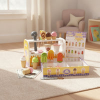 Wooden Ice Cream Play Set Young Ones' Dessert Shop Playset Colorful for Young Children, Preschoolers, Playroom, Daycare, Classroom