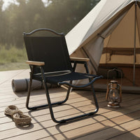 Quick Setup Foldable Chair with Backrest Lightweight Camping Folding Chair Stable Triangle Structure Camping Backrest Armrests for Picnic, Fishing