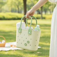 Portable Tote Basket with Handles Ventilated Perforated Storage Tote Multi-Purpose Plastic Storage Bin with Handles Lightweight for Bathroom, Shower, Closet