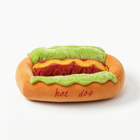 Soft Hot Dog Pet Bed Bolster Hot Dog Bed Soft Washer and Dryer Friendly for Young Dogs
