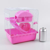 Large Hamster Cage with 10cm Deep Base, Double Layer Habitat Suitable for Hamsters, Indoor Starter Kit Includes All Accessories and Food 400g